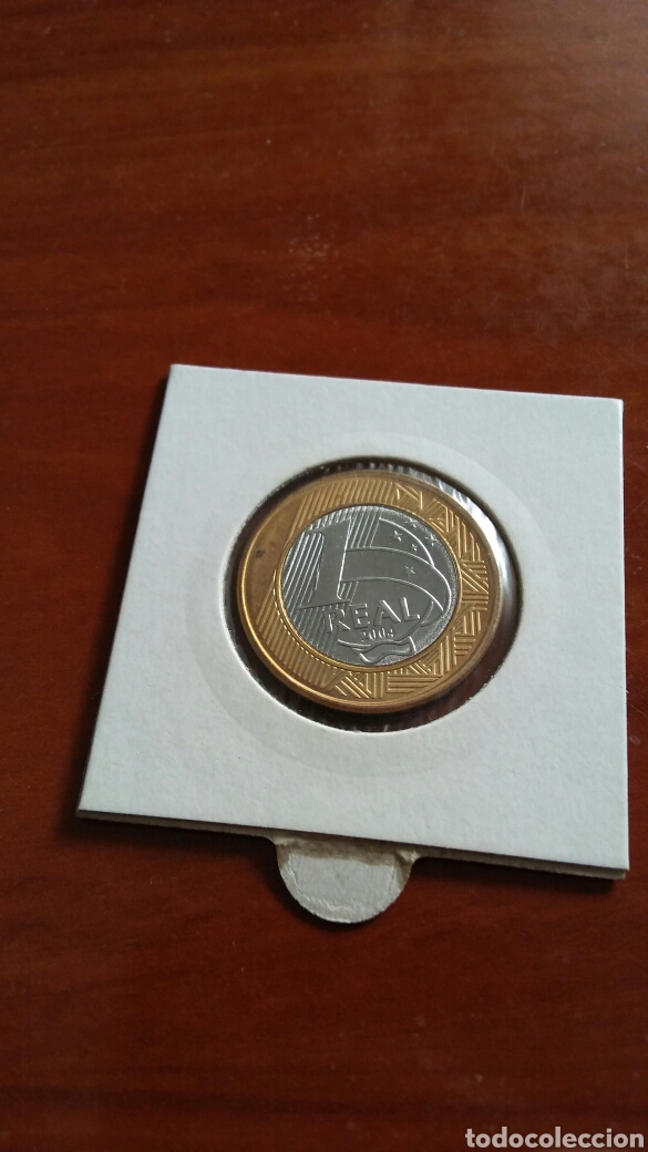 Monedas antiguas de Am&eacute;rica: Moneda de Brasil un real 2004 - Foto 2