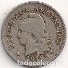 Monedas antiguas de América: ARGENTINA - 10 CENT 1918 - KM#35. Lote 87462476
