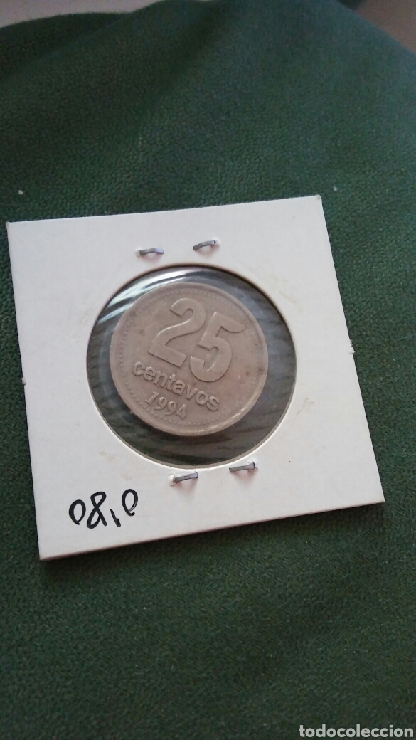 Monedas antiguas de Am&eacute;rica: Moneda argentina 25 c&eacute;ntimo 1994 - Foto 2