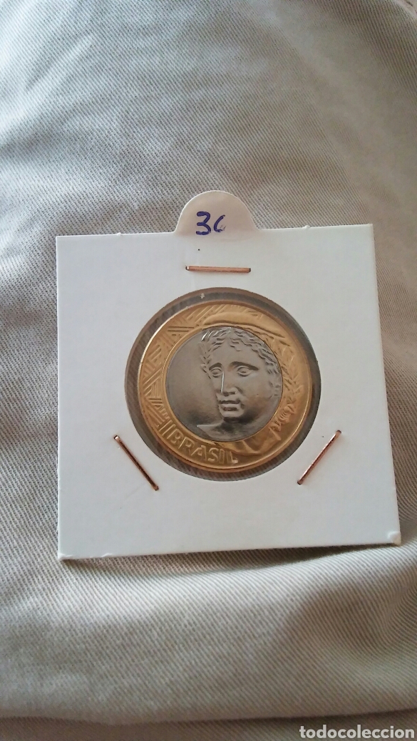 Monedas antiguas de Am&eacute;rica: Moneda de Brasil de un real - Foto 1