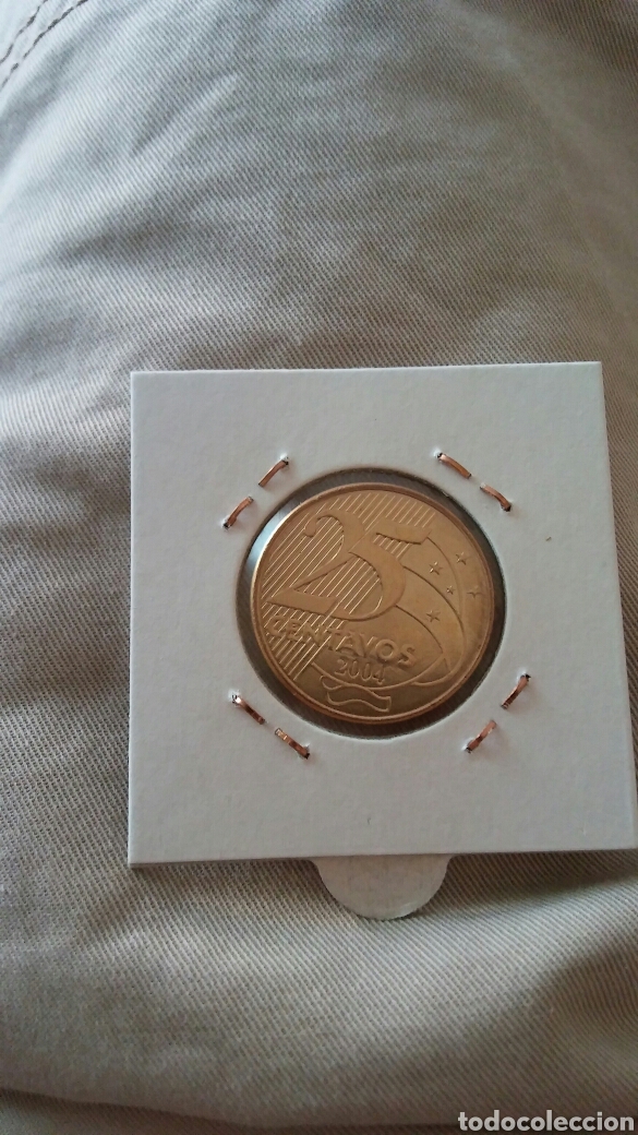 Monedas antiguas de Am&eacute;rica: Moneda de Brasil 25 c&eacute;ntimo a&ntilde;o 2004 - Foto 2