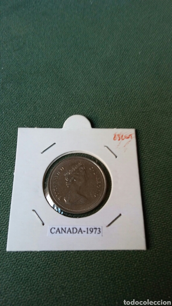Monedas antiguas de Am&eacute;rica: Moneda de Canad&aacute; 25 c&eacute;ntimo a&ntilde;o 1973 - Foto 1