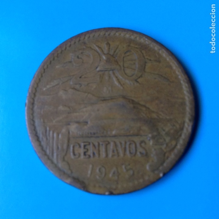 Monedas antiguas de Am&eacute;rica: M&Eacute;XICO 20 CENTAVOS BRONCE 1945 - Foto 1