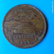 Monedas antiguas de América: MÉXICO 20 CENTAVOS BRONCE 1953
