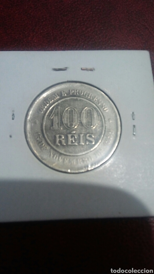 Monedas antiguas de Am&eacute;rica: Moneda Brasil 100 re&iacute;s 1894 - Foto 2
