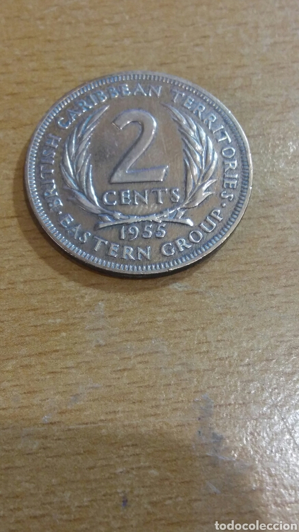 Monedas antiguas de Am&eacute;rica: Moneda este caribe 2 cent 1955 - Foto 2