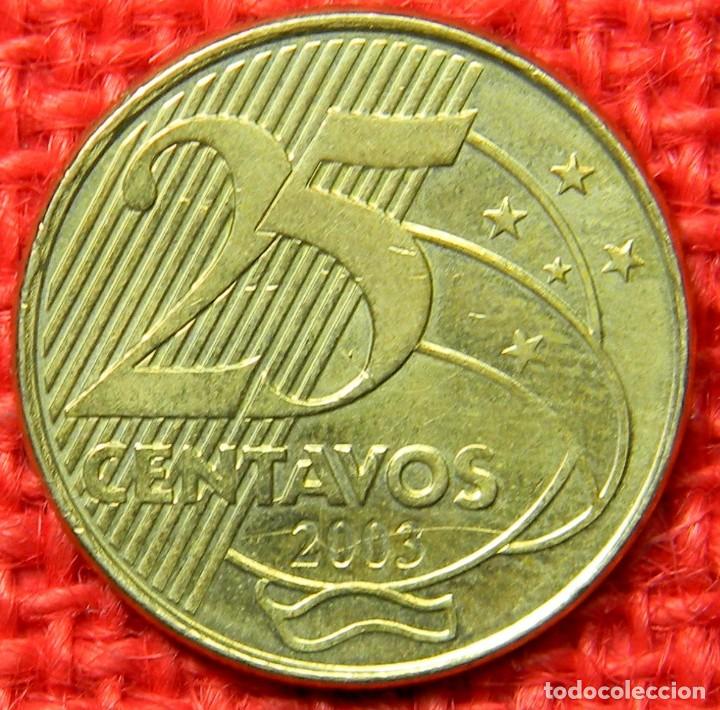 Monedas antiguas de Am&eacute;rica: Brasil - 25 centavos - 2003 - Foto 2