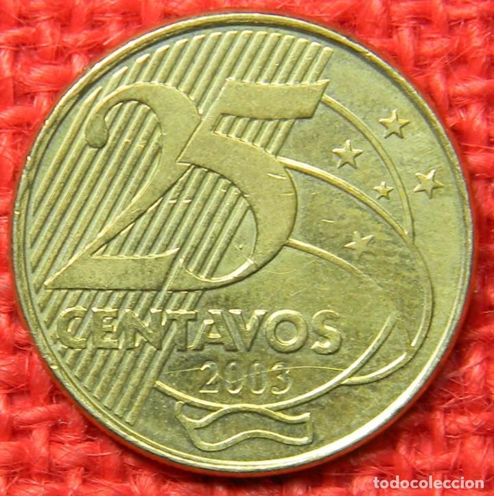 Monedas antiguas de Am&eacute;rica: Brasil - 25 centavos - 2003 - Foto 3