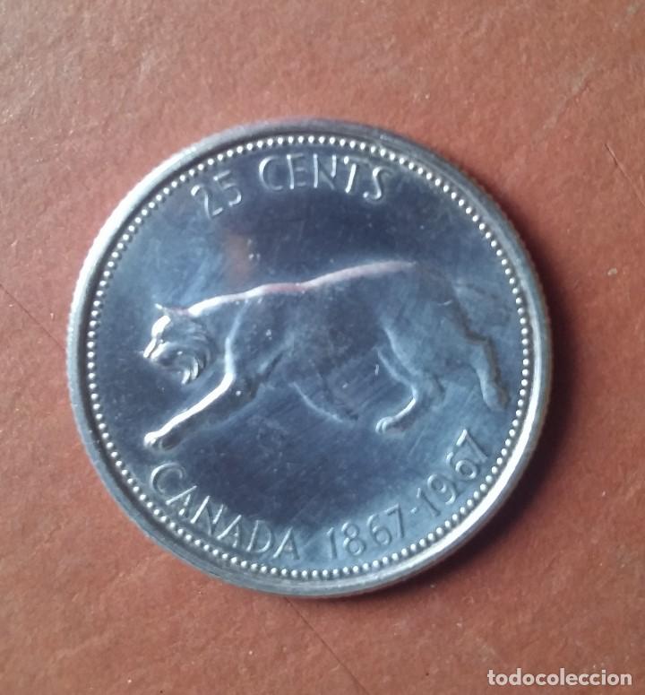 Monedas antiguas de Am&eacute;rica: 25 centavos de d&oacute;lar Canad&aacute; - Foto 2