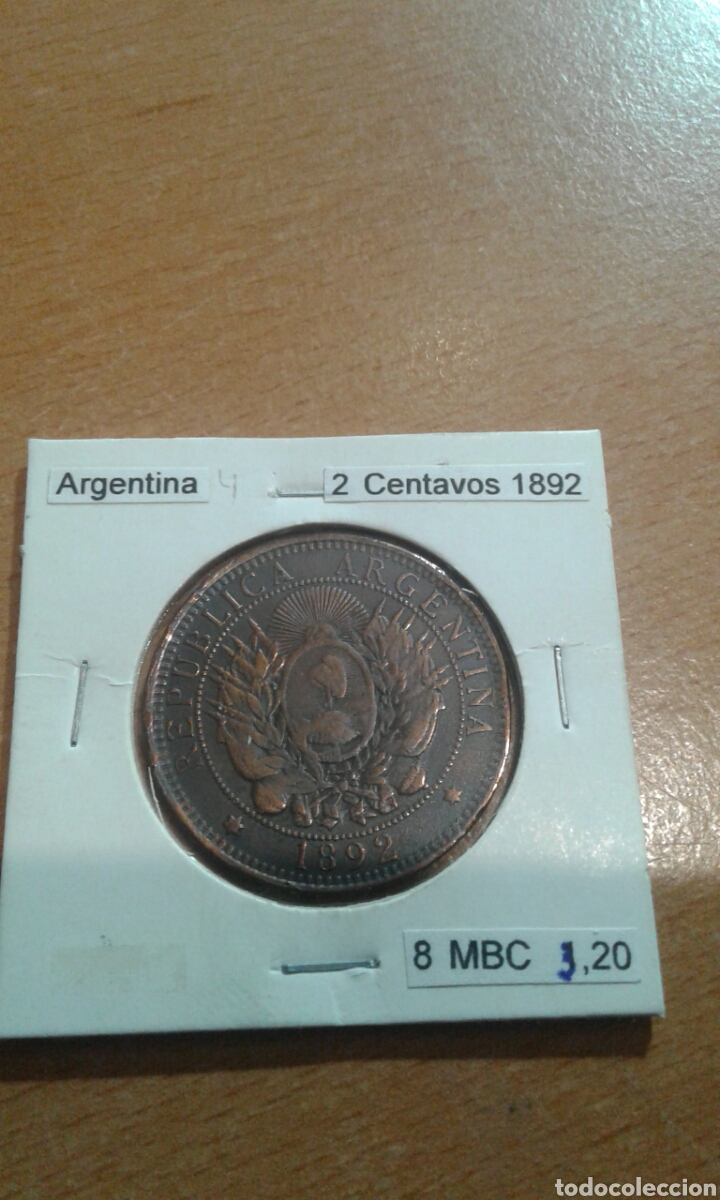Monedas antiguas de Am&eacute;rica: Argentina 2 centavos 1892 km8 - Foto 1