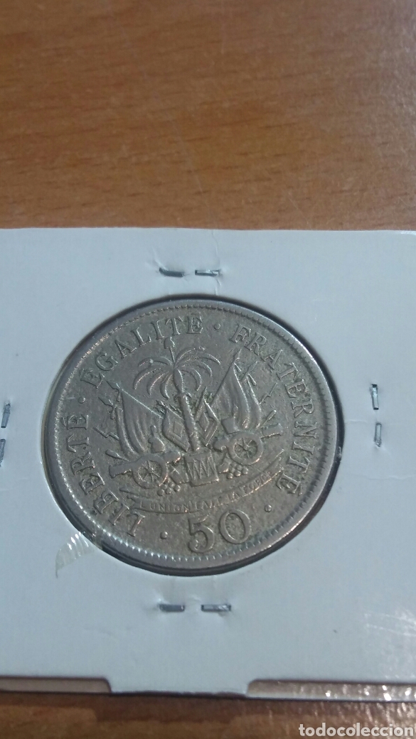 Monedas antiguas de Am&eacute;rica: Hait&iacute; 50 c&eacute;ntimos 1908 mbc - Foto 2
