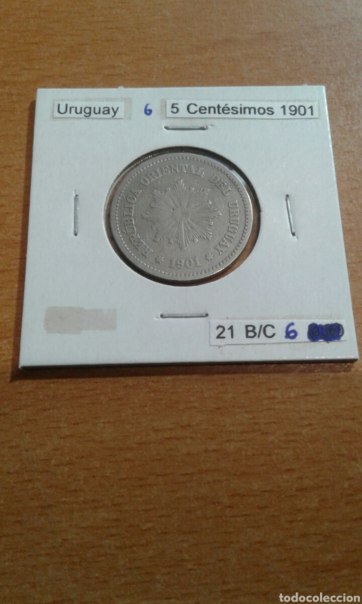 Monedas antiguas de Am&eacute;rica: Uruguay 5 centesimos 1901 ebc km21 - Foto 1