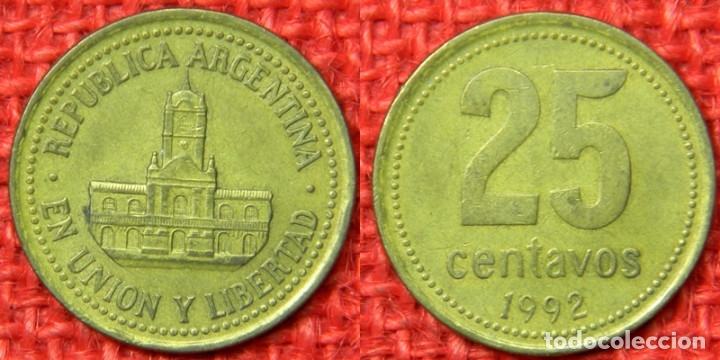 Monedas antiguas de Am&eacute;rica: Argentina 25 centavos, 1992 - Foto 1