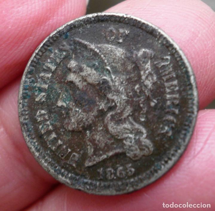 Monedas antiguas de Am&eacute;rica: Moneda de Tres c&eacute;ntimos EE.UU. - Foto 2