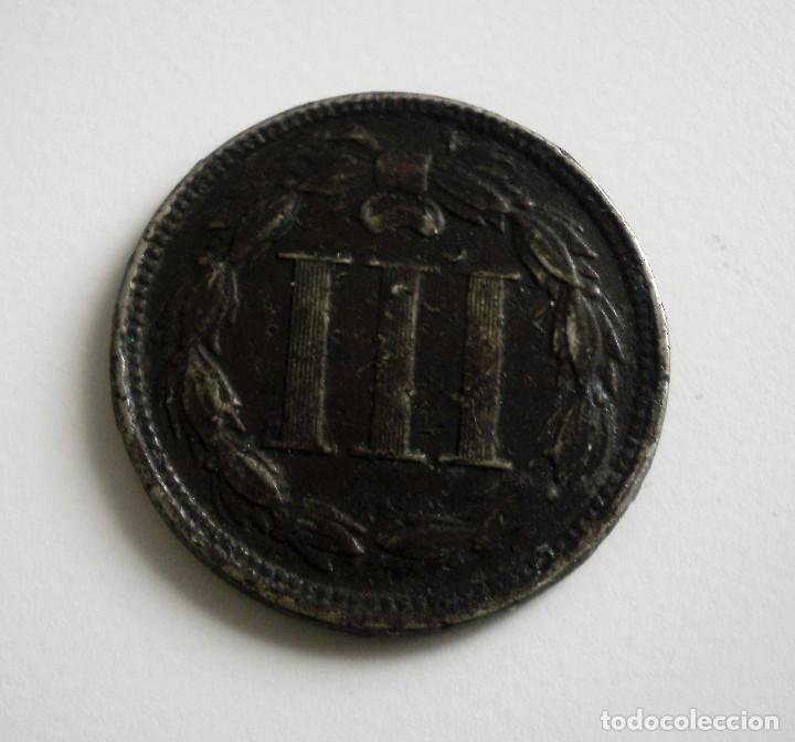 Monedas antiguas de Am&eacute;rica: Moneda de Tres c&eacute;ntimos EE.UU. - Foto 3