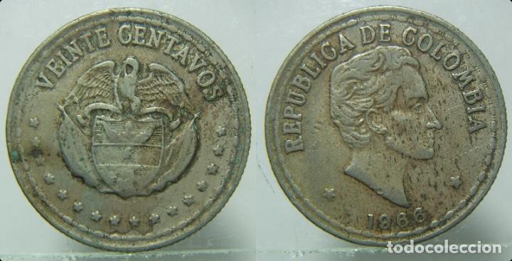 Monedas antiguas de Am&eacute;rica: MONEDA DE COLOMBIA 20 CENTAVOS 1966 - Foto 1