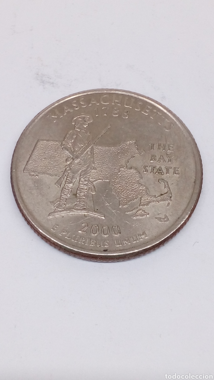 Monedas antiguas de Am&eacute;rica: Moneda Quarter Dollar Massachusetts - Foto 1