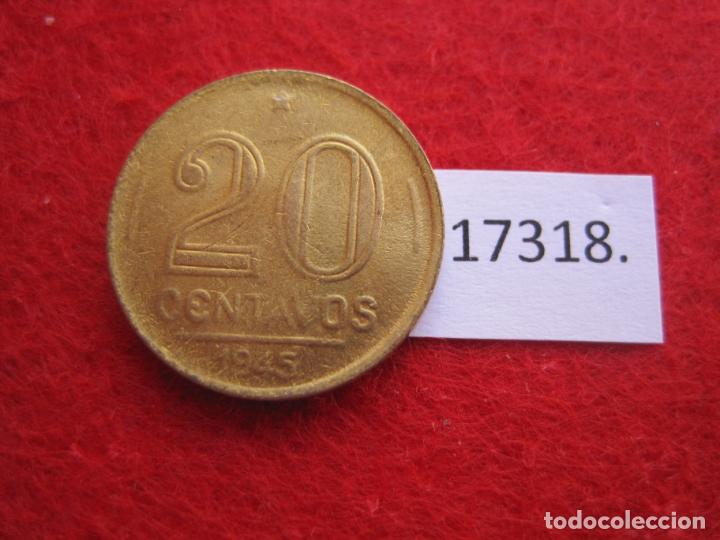 Monedas antiguas de Am&eacute;rica: Brasil 20 centavos 1945 - Foto 2