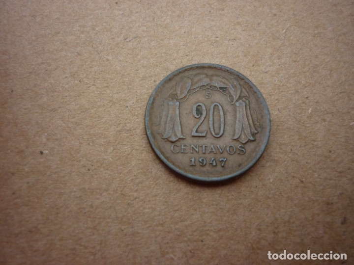 Monedas antiguas de Am&eacute;rica: CHILE - 20 CENTAVOS 1947 - Foto 2