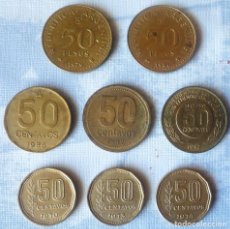 Monedas antiguas de América: LOTE DE 8 MONEDAS DE ARGENTINA DE 50 PESOS Y 50 CENTAVOS
