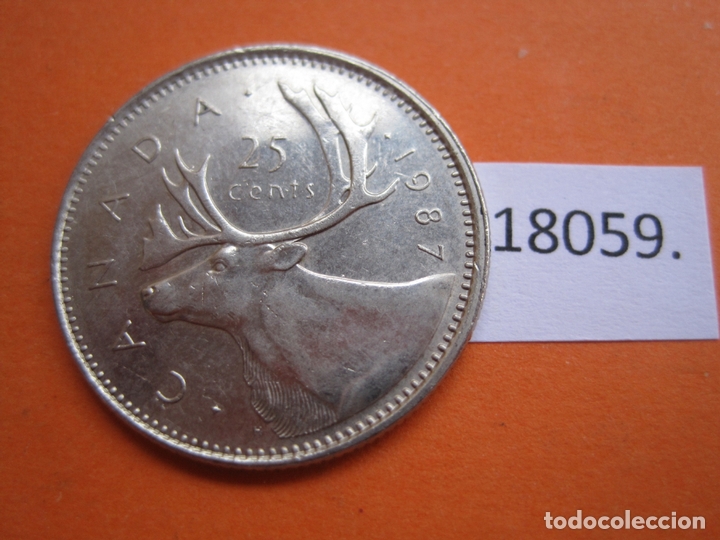 Monedas antiguas de Am&eacute;rica: Canada 25 centimos, 1/4 dolar 1987 - Foto 1