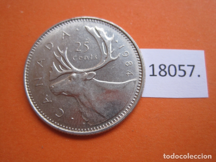 Monedas antiguas de Am&eacute;rica: Canada 25 centimos, 1/4 dolar 1984 - Foto 1
