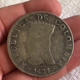 Colombia 8 reales 1821 cundinamarca