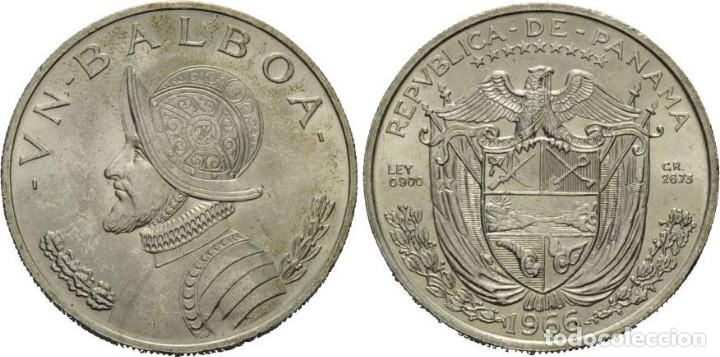Monedas antiguas de Am&eacute;rica: PANAMA 1 BALBOA PLATA 1966 VASCO NU&Ntilde;EZ DE BALBOA S/C