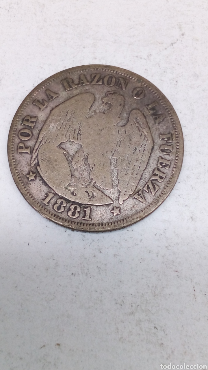 Monedas antiguas de Am&eacute;rica: Moneda plateada de chile 20 cent 1881 /L66 - Foto 2
