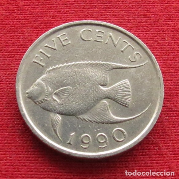 Monedas antiguas de Am&eacute;rica: Bermuda 5 cent 1990 pez Bermudas - Foto 1