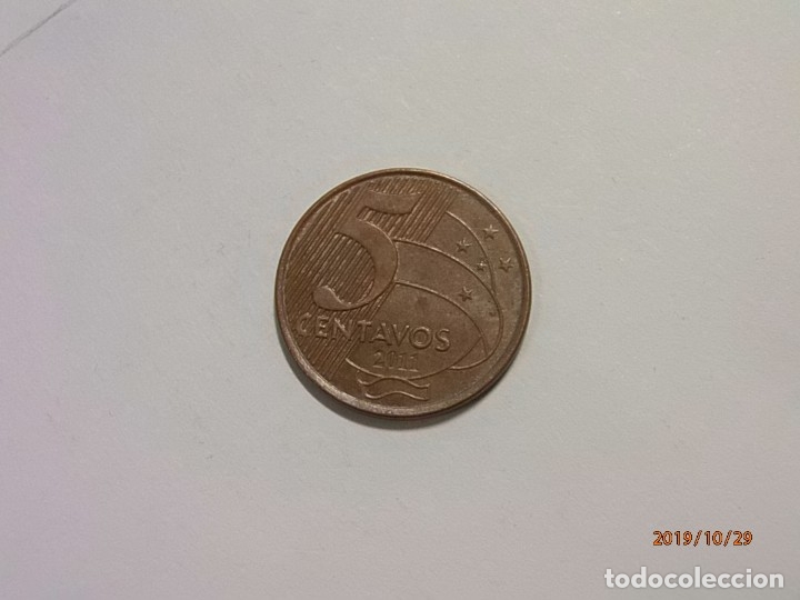 Monedas antiguas de Am&eacute;rica: BRASIL 5 CENTAVOS 2011 - BC. - Foto 2