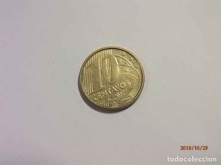 Monedas antiguas de Am&eacute;rica: BRASIL 10 CENTAVOS 2012 - MBC. - Foto 2