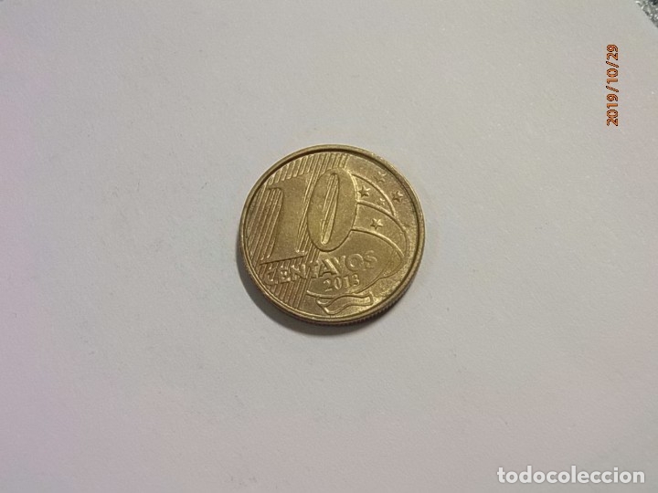 Monedas antiguas de Am&eacute;rica: BRASIL 10 CENTAVOS 2013 - MBC. - Foto 2