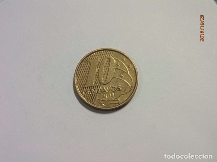 Monedas antiguas de Am&eacute;rica: BRASIL 10 CENTAVOS 2011 - MBC. - Foto 2