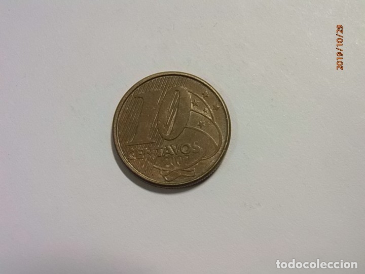 Monedas antiguas de Am&eacute;rica: BRASIL 10 CENTAVOS 2007 - BC. - Foto 2