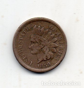Monedas antiguas de Am&eacute;rica: USA. 1 C&eacute;ntimo. A&ntilde;o 1859. Escasa. - Foto 1
