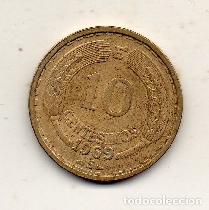 Monedas antiguas de Am&eacute;rica: Chile. 10 Cent&eacute;simos. A&ntilde;o 1969. Sin Circular. - Foto 2