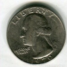 Monedas antiguas de América: ESTADOS UNIDOS QUARTER DOLLAR (1/4 DE DOLAR) AÑO 1970 SIN CECA. Lote 184888001