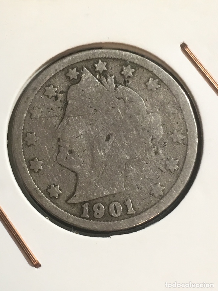 Monedas antiguas de Am&eacute;rica: Moneda usa 5 centavos 1901 - Foto 1