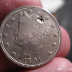 Monedas antiguas de América: MONEDA DE ESTADOS UNIDOS USA 5 CENTAVOS AÑO 1891 GOLPE EN AMBAS CARAS - MIRA OTRAS EN VENTA