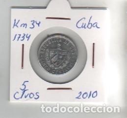 Monedas antiguas de Am&eacute;rica: MONEDA CUBA 5 CENTAVOS 2010 - Foto 1