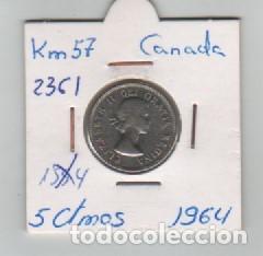 Monedas antiguas de Am&eacute;rica: MONEDA CANADA 5 CENTAVOS 1964 - Foto 1