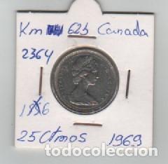 Monedas antiguas de Am&eacute;rica: MONEDA CANADA 25 CENTAVOS 1969 - Foto 1