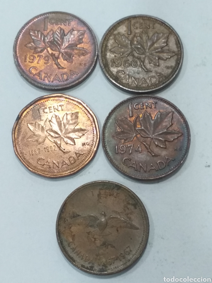 Monedas antiguas de Am&eacute;rica: Lote 5 monedas 5 centavos de Canad&aacute; - Foto 1