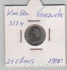Monedas antiguas de Am&eacute;rica: MONEDA VENEZUELA 25 CENTAVOS 1990 - Foto 1