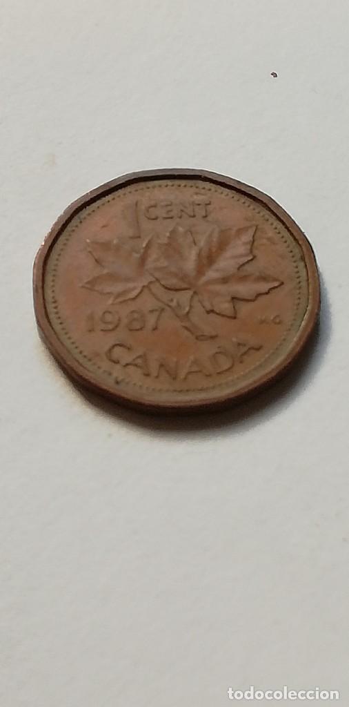 Monedas antiguas de Am&eacute;rica: 1 c&eacute;ntimo 1987 canad&aacute; - Foto 2