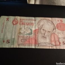 Monedas antiguas de América: BILLETE 5 PESOS URUGUAY 1998