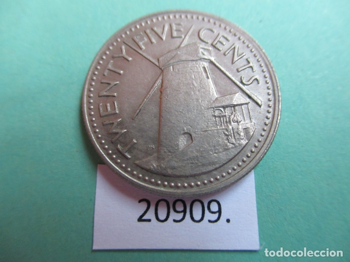 Monedas antiguas de Am&eacute;rica: Barbados 25 c&eacute;ntimos 1973 - Foto 1
