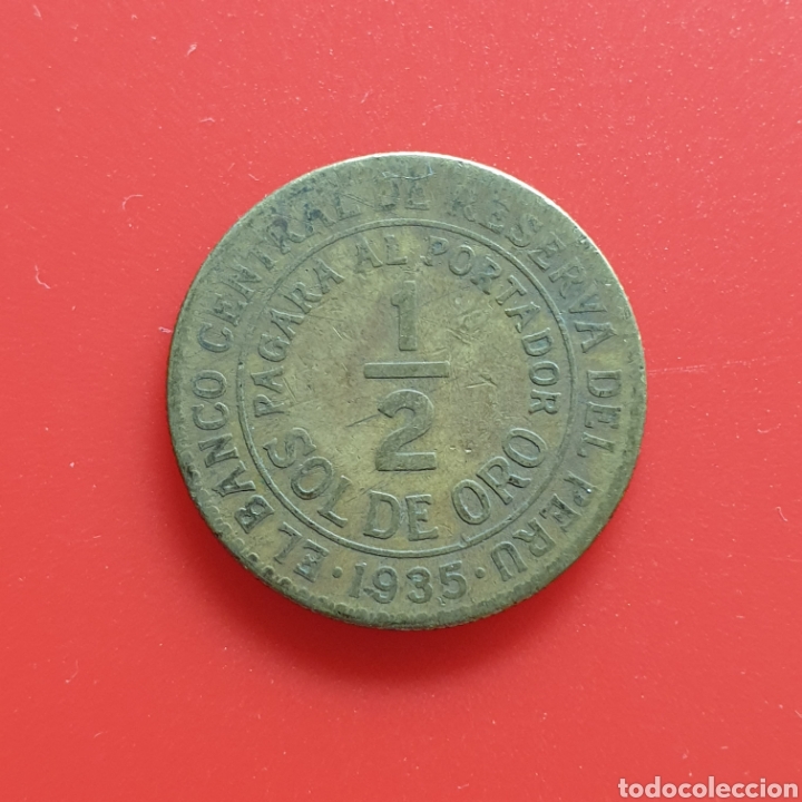 Monedas antiguas de Am&eacute;rica: Per&uacute; &frac12; sol de oro 1935 - Foto 1
