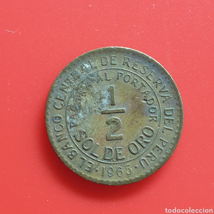 Monedas antiguas de Am&eacute;rica: Per&uacute; &frac12; sol de oro 1965 - Foto 1